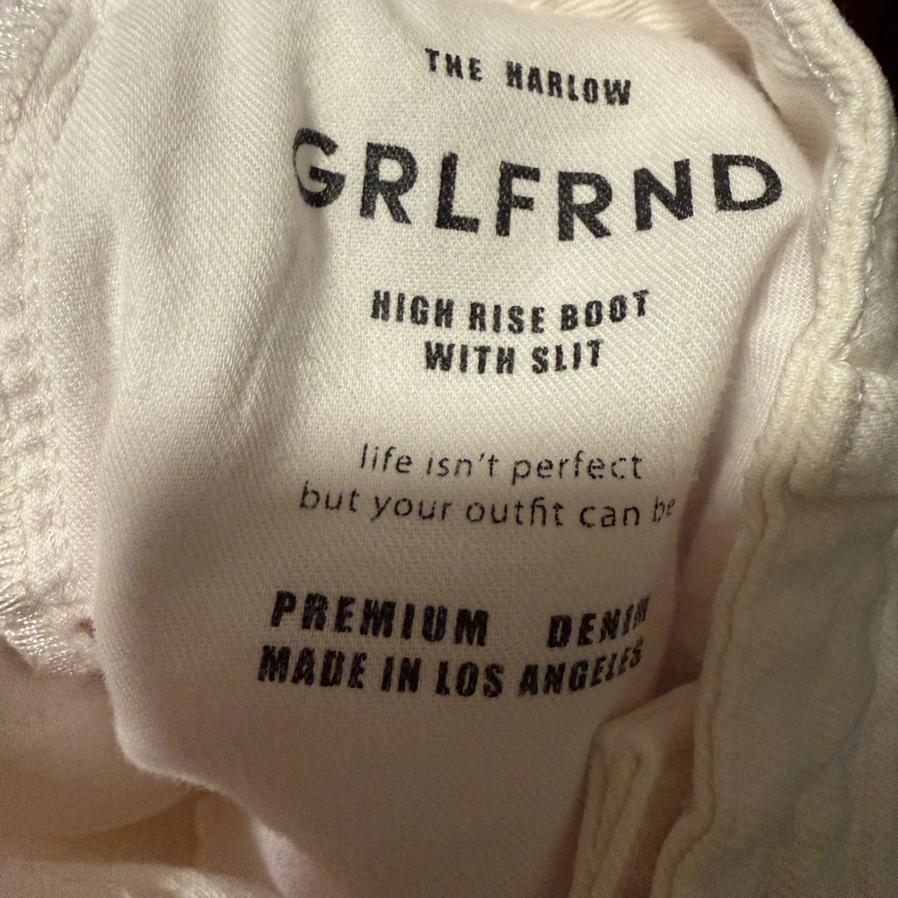 GRLFRND “The Harlow” High-Rise Bootcut Jeans with Slit – White – Size 30 - Picture 12 of 12